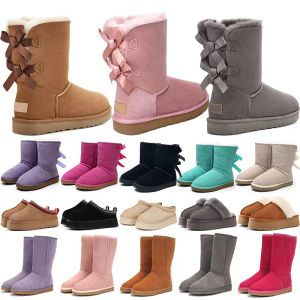 Ultra Mini Snow Boots Winter Australia Platform الكلاسيكية أحذية الكاحل ناعمة مريحة من جلد الغنم Tazz الكستناء الرمال بذور البذور النعال الأطفال