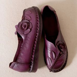 Boots 2022 Женские благородные пурпурные мокасины Geunine Кожаные винтажные квартиры Женщина Deisgner Rose Flat Thate для женщин, шитье оксфордских кроссовок