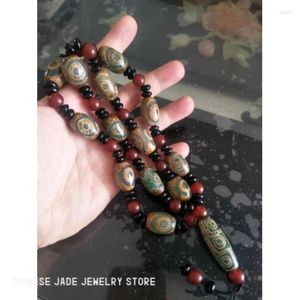 Colares Pingente Oração Tibetana Preocupação 3 Olhos Dzi Bead Old Agate Bao Garrafa Colar Gzi Tibet