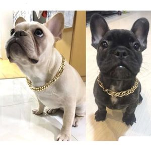 Dogs Golden Chain Collars Outdoor Street Style Pet Collar Pets Necklace Pug Teddy Corgi Puppy Supplies Accessories