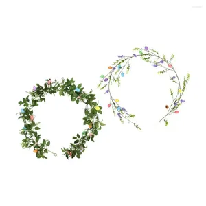 Decorative Flowers Easter Eggs Garland Hanging Decoration Wall Elegant Wreath For Front Door Birthday Patio Porch Farmhouse Garden