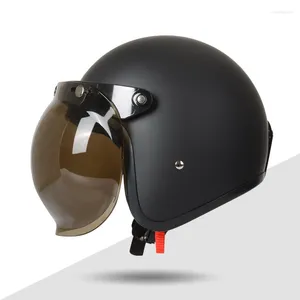 Capacetes de motocicleta design mulheres e homens rosto aberto 3/4 capacete com viseira de bolha retro scooter crusing meio ponto