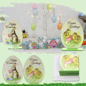 Estatuetas decorativas ornamento placa mesa ovos páscoa pintinho decoração para casa bonita