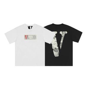 Vlone Tshirt Big V T-Shirt Erkekler / Kadın Çiftleri Günlük Moda Trendi High Street Gevşek Hip-Hop100% Pamuklu Basılı Yuvarlak Boyun Gömlek ABD Boyutu S-XL 6185