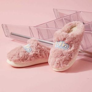 HBP Non-Brand autumn and winter new fashion home women good morning greeting HELLO pattern couple bedroom shoes female fur slippers