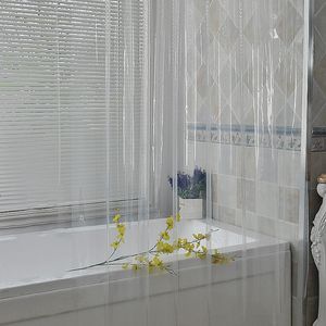 Crystal Clear Thick Shower Dower Curtain Waterproof Plastic Bath Gardiner Foder Transparent Badrum Mögel Hem Lyx med krokar 240313