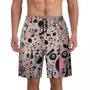 Mäns shorts fågel som avslöjar för ett par älskare trycker badstammar snabba torr badkläder strandbrädet joan miro abstrakt konstskortshorts