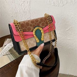 womens 2024 simple fashionable printing single messenger chain red texture Dionysian Handbag 70% Off Store wholesale