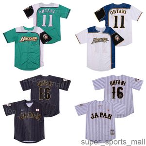 Moive Beisebol Japão 16 Shohei Ohtani Jersey Hokkaido Nippon Ham Fighters Cool Base Team Preto Verde Branco Cor Riscas Tudo Costurado College University Retire-se