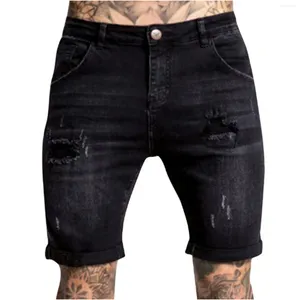 Men's Jeans Summer Stretch Ripped Short Streetwear Pocket Fashion Hip-Hop Blue Slim Denim Shorts Brand Clothes Male