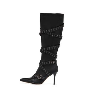 Non-Brand Botas Mujer Women HBP Winter and Fall Shoes Knee High Heel Ladies Boots for