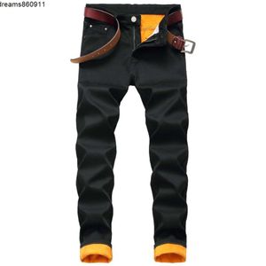 Mens Jeans Denim Designer Black Blue for Men Size Autumn Winter Plus Velvet Hip Hop Punk Streetwear