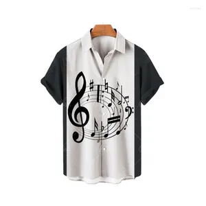 Męskie koszule codzienne mody mężczyźni kobiety Stripe Musical Note druk ulica Hip Hop T-shirt Homme Owmórza krótko-rękawowe topy męskie