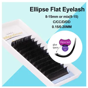 False Eyelashes Ellipse Flat Eyelash Double Split Tips C CC D DD 0.15MM 0.20MM Matte Makeup Light Weight Individual Faux Mink Lash Supply