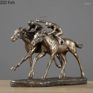 Dekorativa figurer Metallfigur Skulptur Simulering Djurhantverk Ornament Race Equestrian Athlete Horse Home Decoration