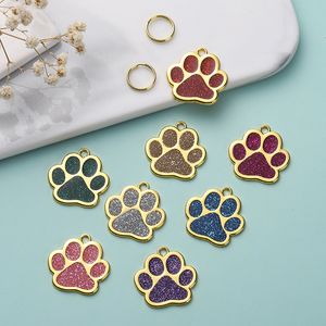 DIY Alloy Metal Pendant Rhodium Drop Oil Dog Cat Bear Paw Shining Charms Animal Pendant For DIY Bracelet Jewelry Making