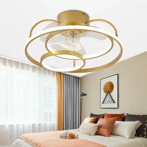 Nordic Bedroom Fan Lighting Household Silent High Wind Ceiling Light Study Luxury Metal Living Room Lamps