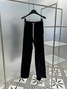 Pantaloni da donna Pantaloni classici in velluto nero per donna Primavera 2024 morbida con coulisse elastica in vita a righe laterali