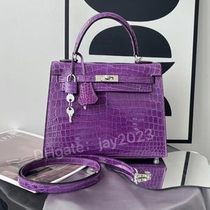 10S TOP сумка-тоут ручной работы Дизайнерская сумка из глянцевой кожи Tote Classic Noble 25CM с импортной оригинальной кожей крокодила высочайшего качества с коробкой VIP-кастомизации