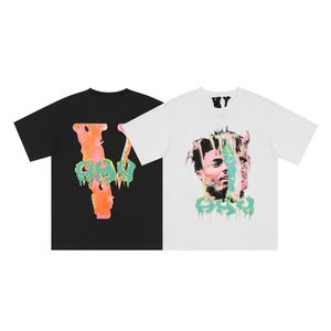 Vlone Tshirt Büyük V T-Shirt Erkekler / Kadın Çiftleri Günlük Moda Trendi High Street Gevşek Hip-Hop100% Pamuklu Baskılı Yuvarlak Boyun Gömlek ABD Boyutu S-XL 6186