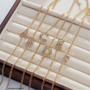 Hip Hop Hot Selling Gold 26 Character English Letter Necklace Collar Chain Dot Diamond Pendant Jewelry