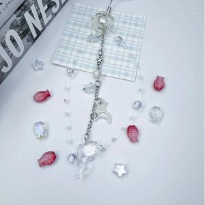 Keychains Fashion Crystal Dolphin Keyring Sweet Star Beaded Keychain for Backpack Wallet Decor Bubble Bead Decoration