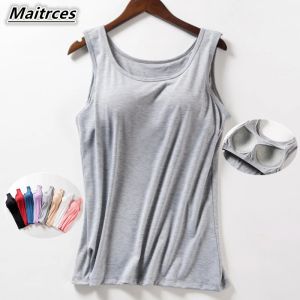 Tops Women's Summer New Tank Tops Shirt Modal Underwear Plus Size Female Tshirt Camisole Blouse Built In Bra