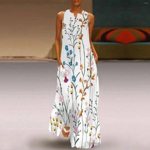 Casual Dresses Plus Size For Women Summer Floral Maxi Dress Loose Elegant Sleeveless Split Beach Teens Girls Free Shiping