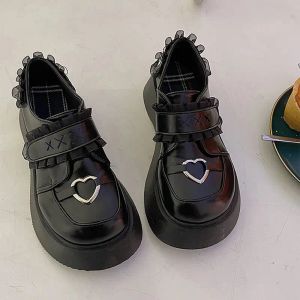 Stiefel Frauen Schuhe süße Lolita Schuhe Kawaii Schuhe Cosplay Mary Jane Schuhe Herz Plattform runden Kopf Dicke Absatz