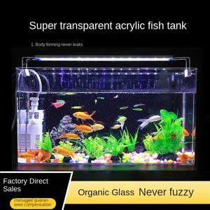 Plexiglas-Aquarium-Box, ultraweißes organisches Glas, explosionsgeschütztes Acryl-Aquarium, Tischplatte, kleiner ökologischer Wassertank 240314