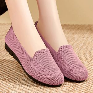 Boots Summer Women Flat Loafers Pointed Toe Knitted Ladies Office Shoes Comfortable Formal Shoes For Woman Female Ballet Flats