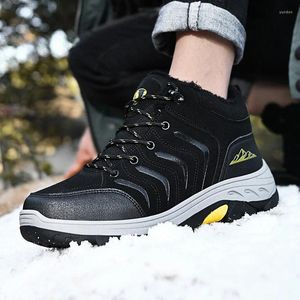 Fitness Shoes Men's Mountain Boots Winter Waterproof Leather Sneakers Snow Outdoor Male Hiking Ankle Work High Top Non-slip