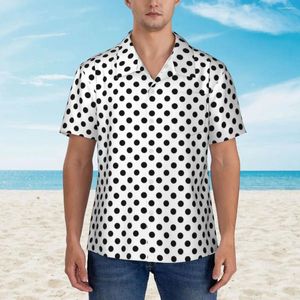 Men's Casual Shirts 80S Style Design Beach Shirt Black Polka Dots Hawaiian Men Cool Blouses Short Sleeve Harajuku Graphic Top