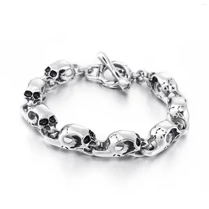 Charm Bracelets Evil Skull Bone Bracelet With OT Clasp Men 316L Stainless Steel 2024 Punk Wristband Jewelry