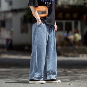 Erkek kot pantolon moda gündelik artı boyut gevşek elastik bel pantolon sokak geniş bacak pantolonlar klasik all-mewch baggy düz-bacak denim