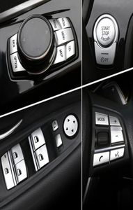 Bilinteriörstillbehör ABS CHROME -knapp Cover Stickers för BMW 3 5 6 7 Series X3 X4 F10 F07 F06 F12 F13 F01 F02 F20 F30 F32 CAR4287596