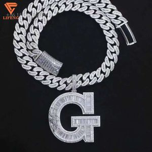 Factory Custom Fashion Jewelry Sterling Sier Roundbaguette Cut VVS Moissanite Hiphop Big Initial G 3D Letter Pendant