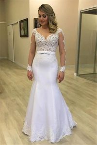 Sheer Long Sleeves Mermaid Wedding Dresses See Through Back Custom Made Appliques Bridal Gowns Modest Vestidos De Novia 240407