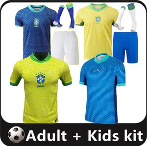 Brasil 2024 2025 NEYMAR camisas de futebol 24 25 Brasileiro Masculino kit infantil RICHARLISON VINI JR.ANTONY RAPHINHA L.PAQUETA G.JESUS CASEMIRO Camisas de futebol da Copa Europeia 16-4XL