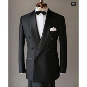 정장 비즈니스 Black Shawl Lapel Men Suits Slim Fit 2 조각 웨딩 신랑 의상 homme 옷 의상 캐주얼 매일 세트 블레이저 바지