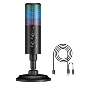 Microfoni Microfono USB dal vivo Karaoke con capacità cablata RGB per la registrazione di giochi K Song