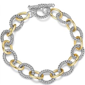 Famous brand Bracelet European and American Fashion Titanium Steel Twisted Wire DY Electroplating RoomGold Braided Hook Head Bracelet Zircon Bracelet