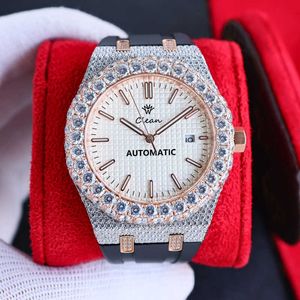 2023 مصمم العلامة التجارية الجديد Diamond Mens Watch Automatic Mechanical Sparkle Watch