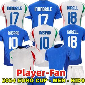 Itália Jerseys de futebol 2024 125º aniversário Camisa de futebol retrô Baggio totti verratti chiesa barella maldini bonucci kit kit 771