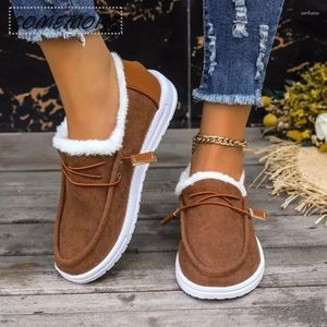 Casual Shoes Women's Large Size 36-43 Cotton 2024 Autumn Winter Round Head Lace Up With Warmth Sneakers Woman Flats Loafers