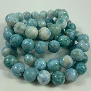 Bracciale con perline in pietra naturale Larimar da 12 mm, braccialetto rotondo blu allentato per bracciali da donna, regalo, collana fai da te