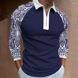 Polos męski Redute Line Print 3D Polo Polo Zipper Koszula dla mężczyzn Button Down Fashion