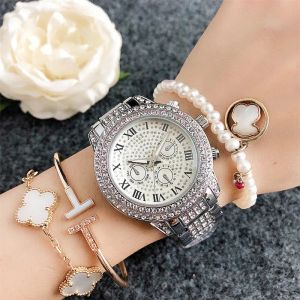 MKK 2024 대문자 Gold Watch Women Watches 38mm 패션 드레스 Datejust 다이아몬드 3 컬러 다이얼 스테인레스 스틸 스트랩 석영 운동