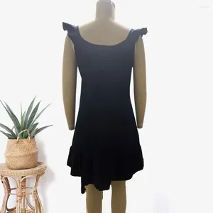 Vestidos casuais em torno do pescoço vestido boêmio verão denim estilo sundress moda mulheres babados hem praia férias o-pescoço plissado