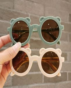 Fashion summer Kids bear round frame sunglasses children Uv protection goggles boys girls cool beach glasses A63355404731